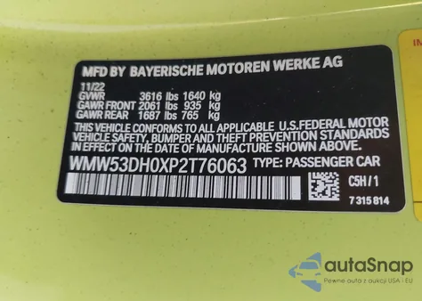 2023 Mini Hardtop Cooper S z USA, uszkodzony, nr VIN WMW53DH0XP2T76063